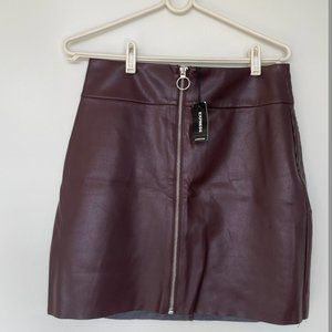 NEW Express Faux Leather Skirt in Maroon
